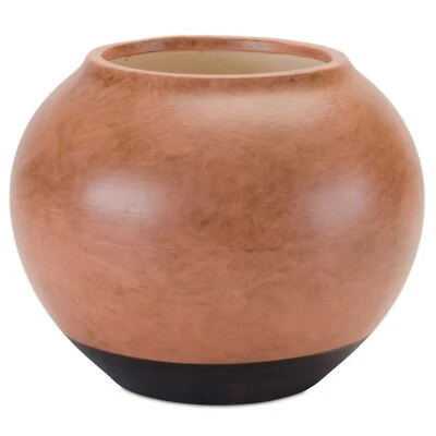 Florero de cerámica dos tonos marrón negro arte hogar estante mesa acento 9" x 7" Foto 1 de 4