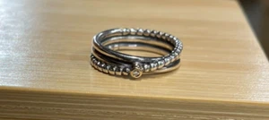 PANDORA Sterling Silver & 14K Rising Star Diamond Ring Size 6 Retired - Picture 1 of 10