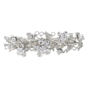 Silver Tone Metal Hair Clip with Clear Crystal Rhinestone HA2350-SCL - Picture 1 of 2