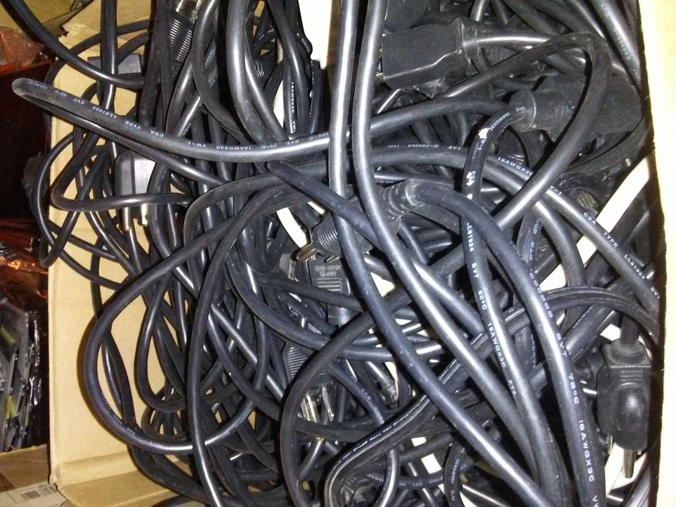 7lb Box of PC Power Cords Assorted Sizes and Colors  - Image 1 of 1