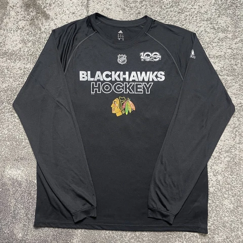 Adidas NHL Chicago Blackhawks Hockey LS Shirt Mens Large Cover