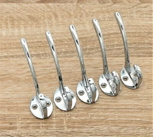 Coat Hooks 5 Sets Door Wall Mounted Bathroom Hat Clothes Robe Hanger 87mm Chrome - Picture 1 of 5