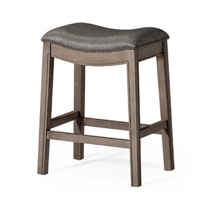 Maven Lane Adrien Saddle Counter Stool with Ronan Stone Vegan Leather - Picture 1 of 6