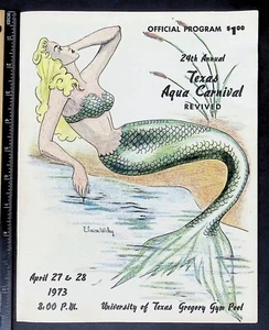 1973 Texas Aqu Carnival Program Mermaid Cover - Picture 1 of 13