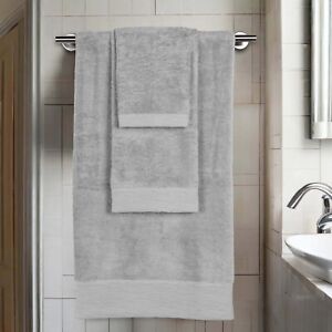 3-Piece Rayon from Bamboo Solid Ultra Plush Soft Hand Bath Washcloth Towel Set