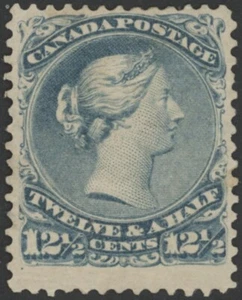 Canada #28 12 1/2c Blue Large Queen Victoria, Mint Hinged - Picture 1 of 2