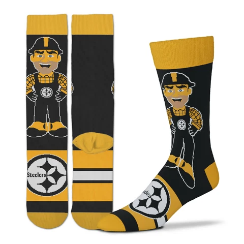 NFL Pittsburgh Steelers Steely McBeam Mascot Madness Socks One Size Fits Most Cover
