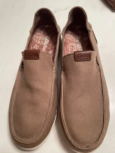 OLUKAI Herren 10 Gr. braun Canvas Nalukai Slipper Schuhe. EUC - Bild 1 von 8