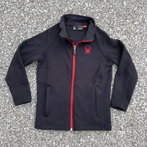 Spyder Sweater Youth Boys Small 7/8 Black Red Full Zip Casual Outdoor Ski Sports - Picture 1 of 16