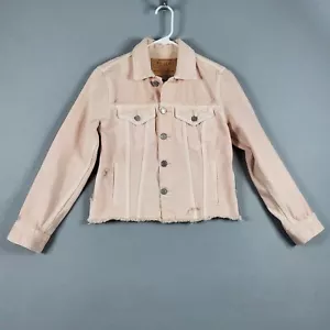 Lucky Brand Jacke Damen Gr. S Rosa Trucker Denim Distress Tomboy Cropped Raw Hem - Bild 1 von 10