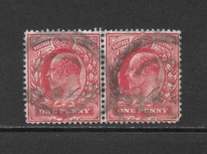 GREAT BRITAIN SCOTT 147 USED PAIR - 1911 1p CAR ROSE - KING EDWARD VII ISSUE (C) - Picture 1 of 2