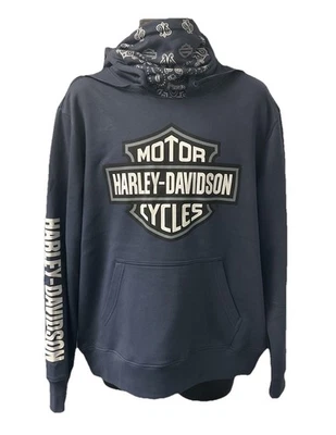Harley Davidson Men's B&S Bandana Hooded Pullover Sweatshirt Blue 3002810-MDIN - Image 1 of 3