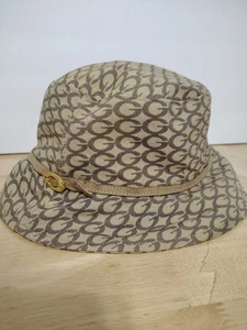Guess Bucket Hat Vintage Y2K Tan And Brown With G Pattern And Hatband W/ Buckle - Picture 1 of 9