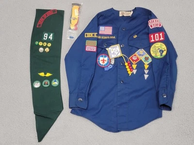 Vintage Boy Scouts of America Cub Scouts Shirt Youth Ohio Sash Patches Pins 80s - Image 1 of 4