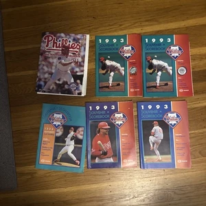 (6) 1993 Philadelphia Phillies Souvenir Scorebook Shilling, Kruk, Mulholland, Gr - Picture 1 of 1