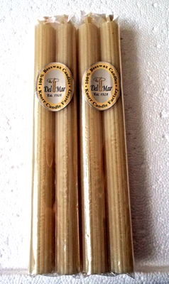 NEW**DEL MAR Knorr Beeswax Candles 4 total 10" Tapers Soft Sage! - Image 1 of 4