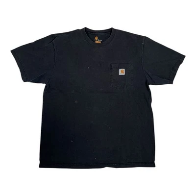 Camisa de Bolsillo Negra Carhartt De Colección Talla Grande Desteñida Grunge Pintura Mancha Foto 1 de 4