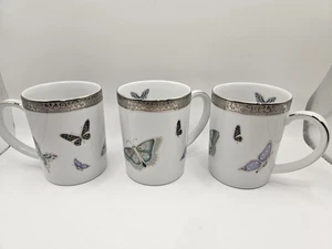 Royal Gallery Platinum Buffet "Butterfly" Mugs Set Of 5 - Picture 1 of 4