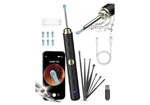 Ear Wax Removal Camera 1296P HD WiFi Otoscope with 17pcs Ear Cleaning Kit - Picture 1 of 10