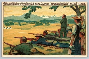 1924 Swiss Shooting Festival Aarau Postcard Official Festpostkarte - Picture 1 of 2
