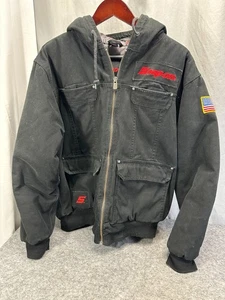 Vintage Snap-On Tools Canvas Kapuzen Arbeitsjacke Herren Large schwarz bestickt USA - Bild 1 von 16