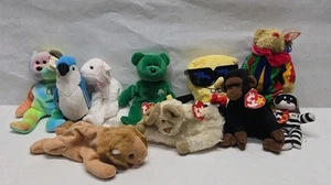 Beanie Babies Lot Of 10 SpongeBob Peace Bear Lullaby Congo Ramsey Piccadilly - Picture 1 of 6