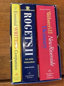 ESSENTIAL REFERENCE SET = AMERICAN DICTIONARY=ROGETS THESAURUS=WRITERS BOOK  - Picture 1 of 6