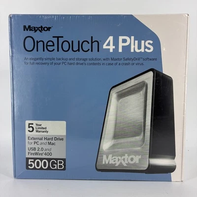Maxtor OneTouch 4 Plus External Hard Drive 500GB PC & Mac NEW SEALED - Image 1 of 4