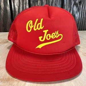 Old Joe's Trucker Hat Snapback Cap Red Gold Script Tailsweep 80s 90s Joe - Picture 1 of 14