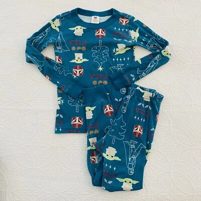 Mandolorian Hanna Andersson Baby Yoda Christmas Star Wars Pajamas Size 6-7 Kids - Image 1 of 4