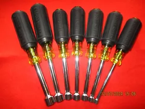 KLEIN TOOLS HOLLOW SHAFT 3 INCH LONG NUT DRIVER SET NEW WITH TAGS 3/16 TO 1/2. - Picture 1 of 24