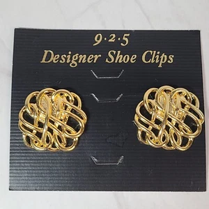 Vintage Designer Shoe Clips  JCPenney Gold Tone Swirls 1 pr - Picture 1 of 5