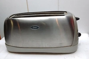 Oster Toaster Electric Stainless 4-Slice Long Slot Bagel Defrost Pop Up Silver - Picture 1 of 14