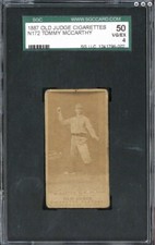 💥 Tommy McCarthy 1887 Old Judge N172 301-2 Boston Braves HOF RC SGC 50 VG/EX 4