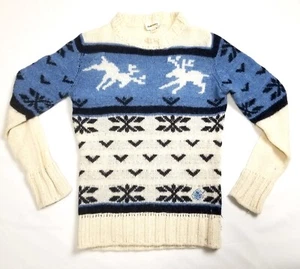 Diesel Knitwear Women's S Alpaca Wool Jumper Christmas Xmas White Blue Sweater - Picture 1 of 13
