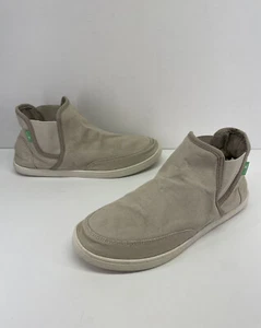 Sanuk Beige Canvas Ankle Boots Moccasins Loafers Women's sz 8 - Picture 1 of 9