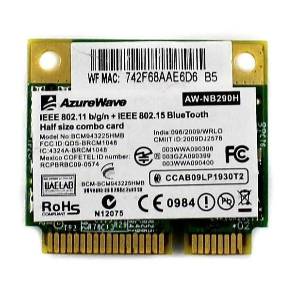 Azurewave Broadcom BCM943225HMB Wireless 300Mbps Wifi+BT3.0 Mini PCI-E Card - Image 1 of 1