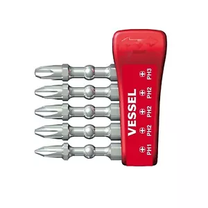 Vessel Phillips Impact Torsion Bit Set w Magnetic Charge Holder P1 P2 P3 5pc 2" - Picture 1 of 5