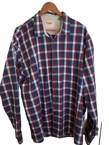 Wrangler Men's XL shirt Authentic Blue Red Plaid long sleeve buttons Cotton Poly - Picture 1 of 5