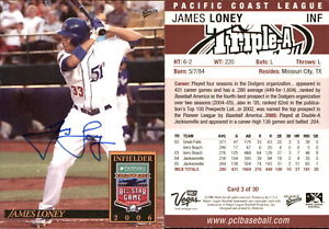 James Loney Signed 2006 Multi Ad Pacific Coast League A/S RC Card Auto AU