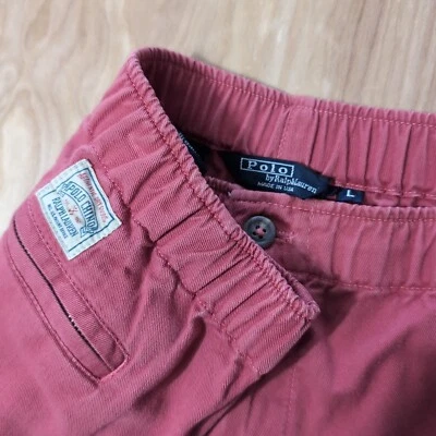 Vtg Polo Ralph Lauren Shorts Mens 37x9" Chino Made in the USA Samon Pink Stretch - Image 1 of 4