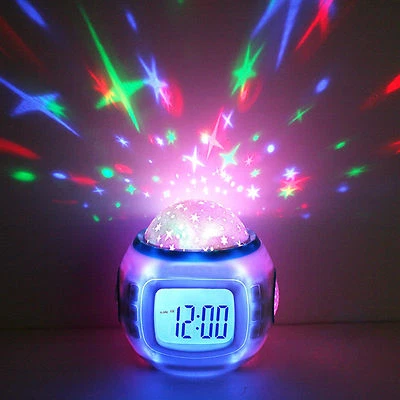 Kids Alarm Clock Music Night Light LCD Star Music Time Date Snooze Lazy Clock - Image 1 of 4