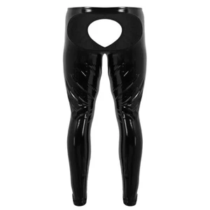 Yeahdor Herren Latex Hose Ouvert Leggings Lang Wetlook Dessou Open Butt Lingerie - Bild 1 von 18