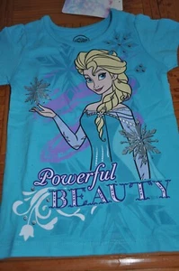 Disney Frozen Elsa T-Shirt Powerful Beauty Glitter Snowflakes Girls Size 3T - Picture 1 of 7