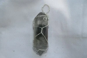 Tibetan Black Quartz Wrapped Pendant 4496 - Picture 1 of 3