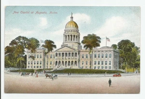 Nueva postal del Capitolio en Augusta Maine antigua parte posterior dividida State House ME - Imagen 1 de 2