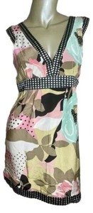 Lipsy Dress Size 10 Silk Knee Length Sleeveless Floral Polka Dot Print - Picture 1 of 13