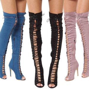 denim thigh high boots size 11