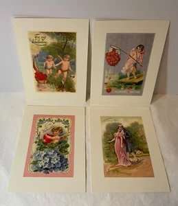 VTG Valentine Card Lot (4) FRONTS ONLY Antique Reproductions Angels Cherubs - Picture 1 of 5
