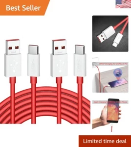 Durable 6FT USB Type C Cable 2-Pack for Rapid Data Sync & OnePlus 80W Charger - Picture 1 of 9
